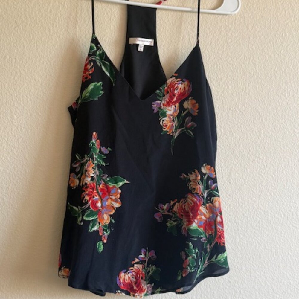 lavender brown silk cami floral top